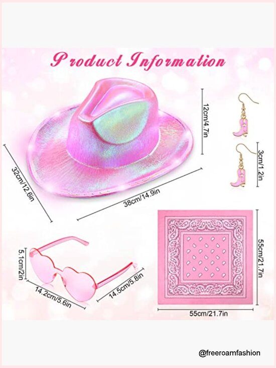 Lighted Cowgirl Hat Set with Bandana Sunglasses Earrings Halloween Costume main image 6